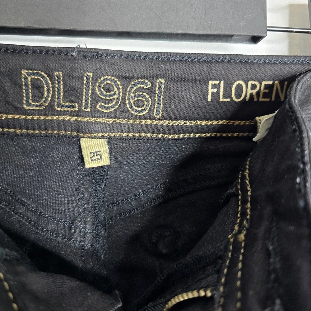 DL1961 Florence Skinny Jeans Black Coated Waxed Size‎ 25